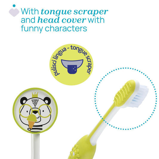 Chicco 2pcs Pack Toothbrush for Kids 3 to 6 yrs - Tger and Panda