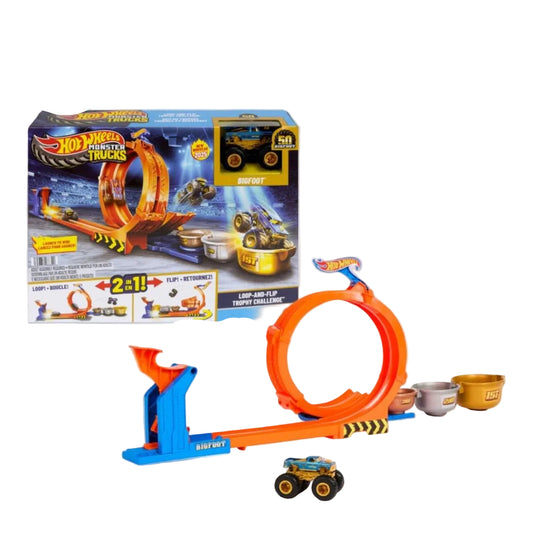 Hot Wheels Monster Trucks 2 in 1 Loop-And-Flip Trophy Challenge Playset
