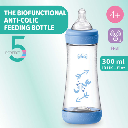 Chicco Perfect5 Baby Feeding Bottle 300ml - Blue