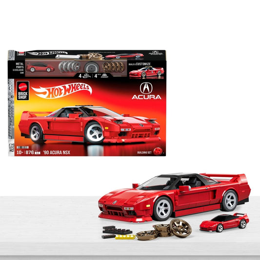 Hot Wheels Brick Shop Building Set ('15 AUDI R8 LMS, '90 ACURA NSX, CORVETTE)