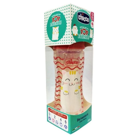 Chicco Well Being Bottle Special Edition Pop Friends - 250ML (RED CAT)