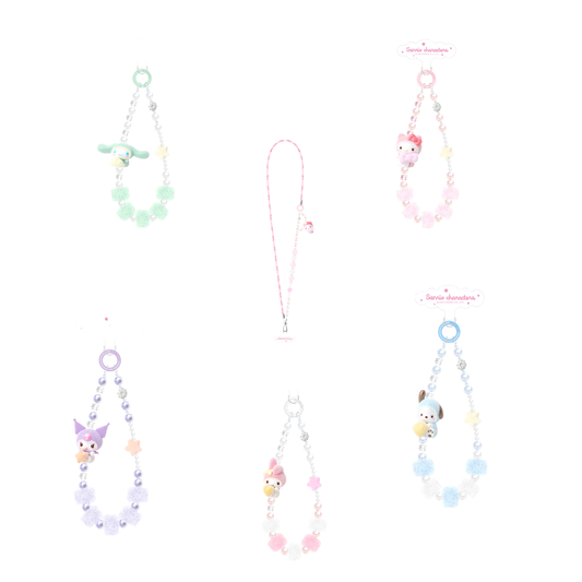 Sanrio Characters Fluffy Little Darling Series Phone Chain Display Set