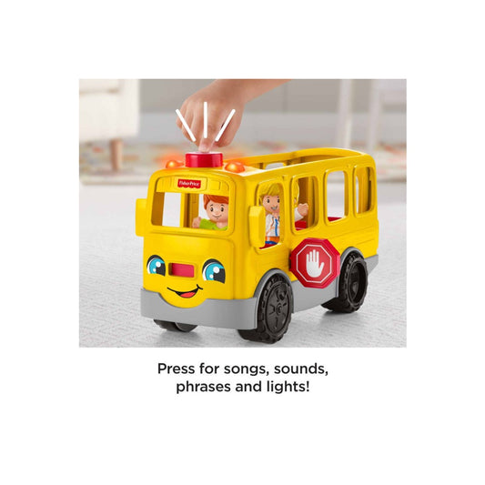 Fisher-Price Little People School Bus Toy With Lights And Sounds, 2 Figures, Toddler Toy for ages 1yr and up