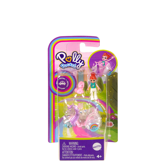 Polly Pocket Pollyville Single Die-Cast Vehicle with Micro Doll & Pet Playset