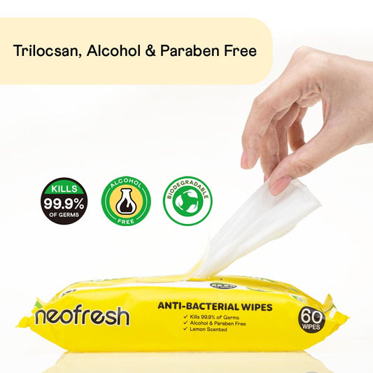 Neofresh Anti-Bacterial Wipes Lemon Scent  - Pack of 5