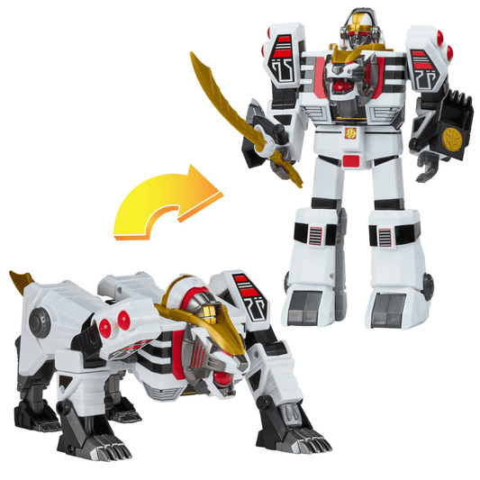 Mighty Morphin Power Rangers Re-Ignition White Tigerzord – 2-in-1 Transformable Thunder Zord Action Figure Set