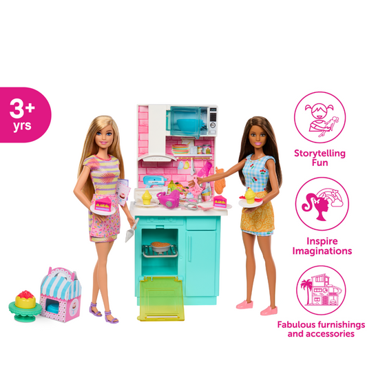 Barbie Celebration Fun Baking & Kitchen with Two Dolls Barbie & Teresa Playset