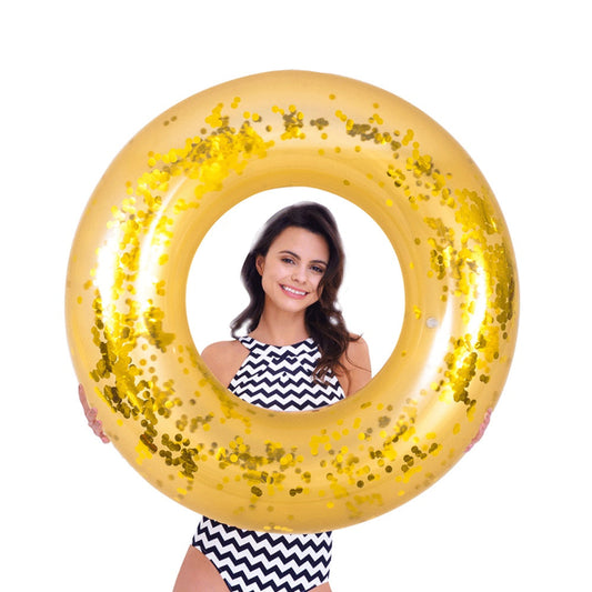 Jilong Glitter Gold Swim Ring Swim Tube Floater Swim Ring for Adult Salbabida