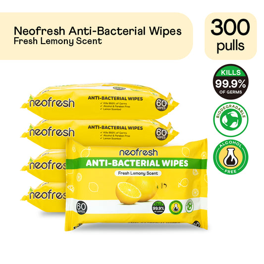 Neofresh Anti-Bacterial Wipes Lemon Scent  - Pack of 5