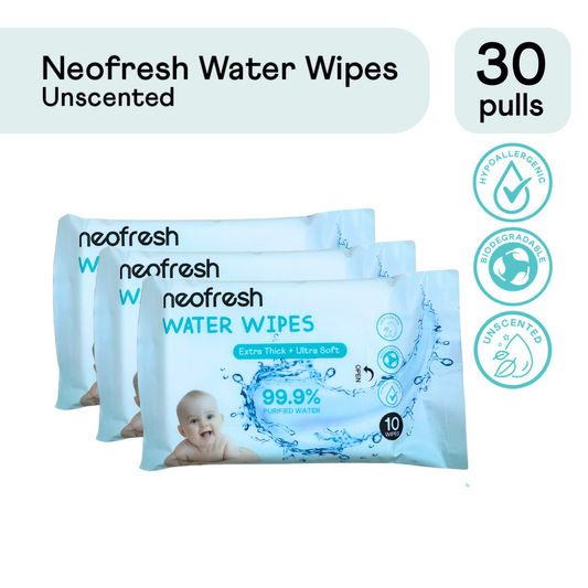 Neofresh 99.9% Water Baby Wipes Unscented 10s - Pack of 3