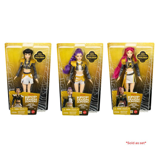 Mattel KPop Demon Hunters Rumi, Zoey & Mira Golden Singing Doll Set