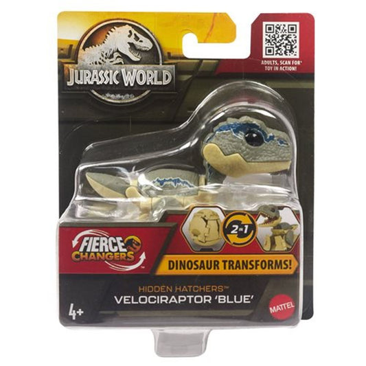 Jurassic World 3 Fierce Changers Hidden Hatchers Transforming Egg to Dinosaurs Mini Action Figure Velociraptor Blue