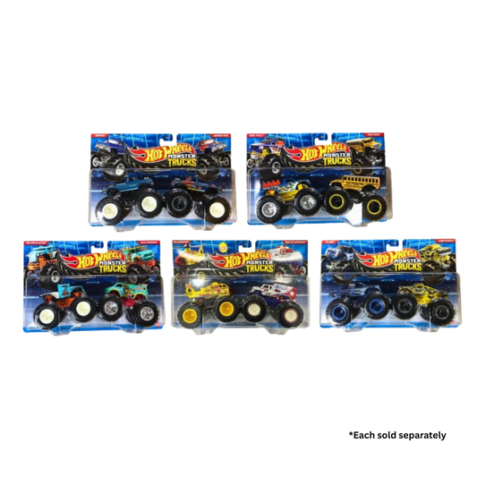 Hot Wheels Monster Trucks 1:64 Scale Die-Cast Vehicle with Crushed Car (Case D)