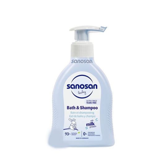 Sanosan Baby Bath & Shampoo with Dispenser 200ml (baby bath soap and shampoo)
