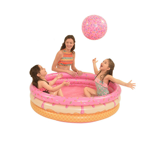 Jilong Donut 3 Ring Inflatable Swimming Pool for Kids (Pool Size: D 47 x H 12 inches)