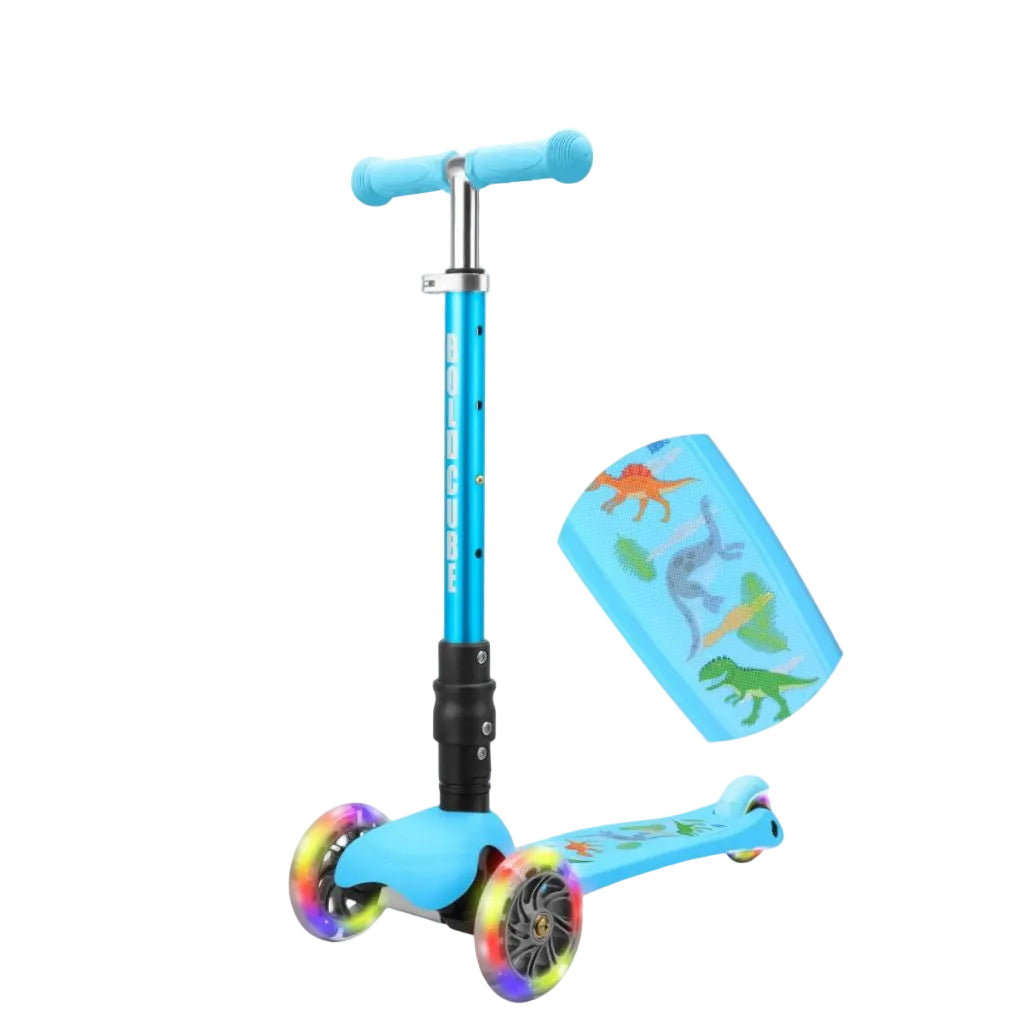 BOLDCUBE Teeny Fold Scooter Assortment (Purple Unicorn, BLue Dinosaur and Black Rocket)