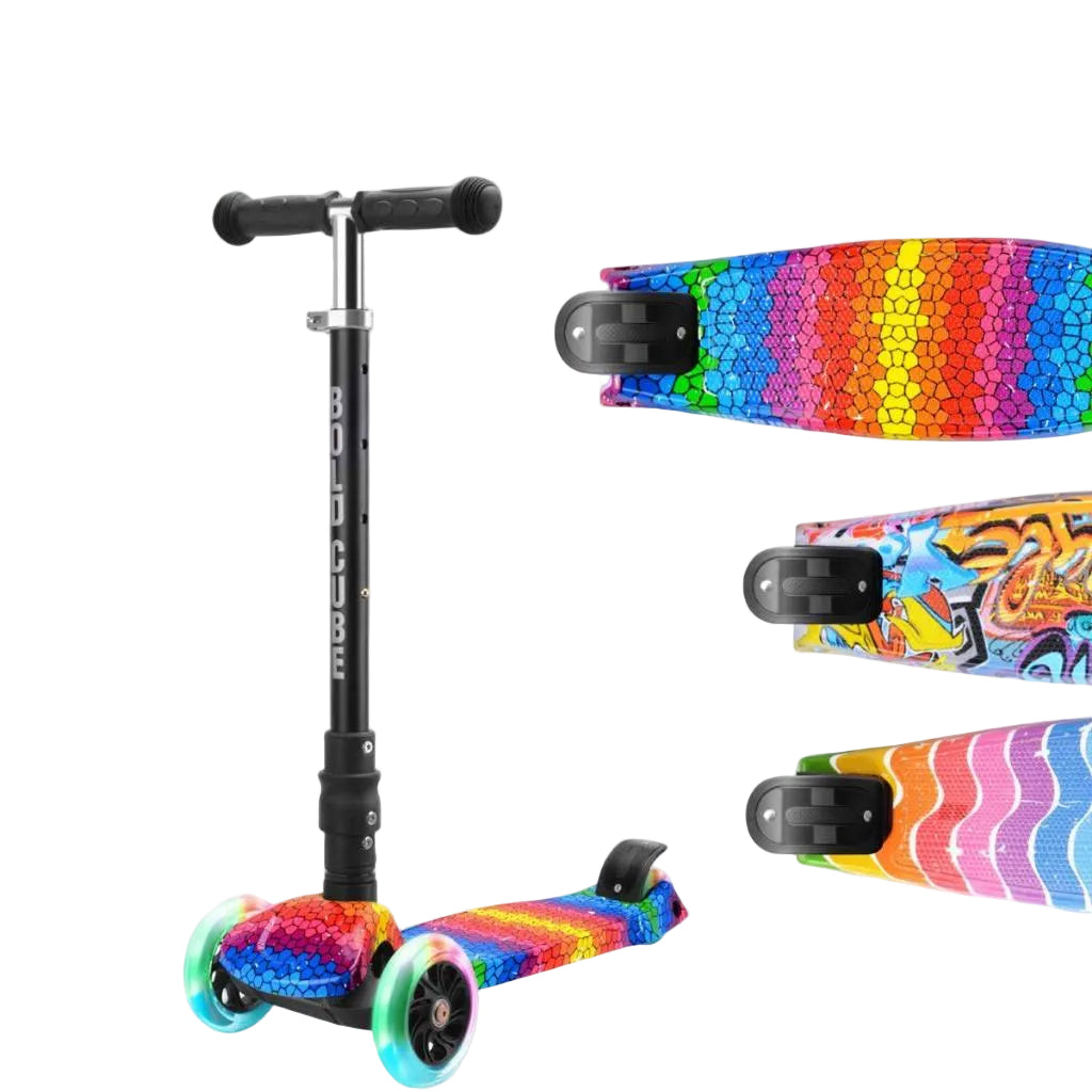 BOLDCUBE Big 3 Wheel Scooter Assortment (Crystal Rubix, Street Graffiti and Astro Dream)