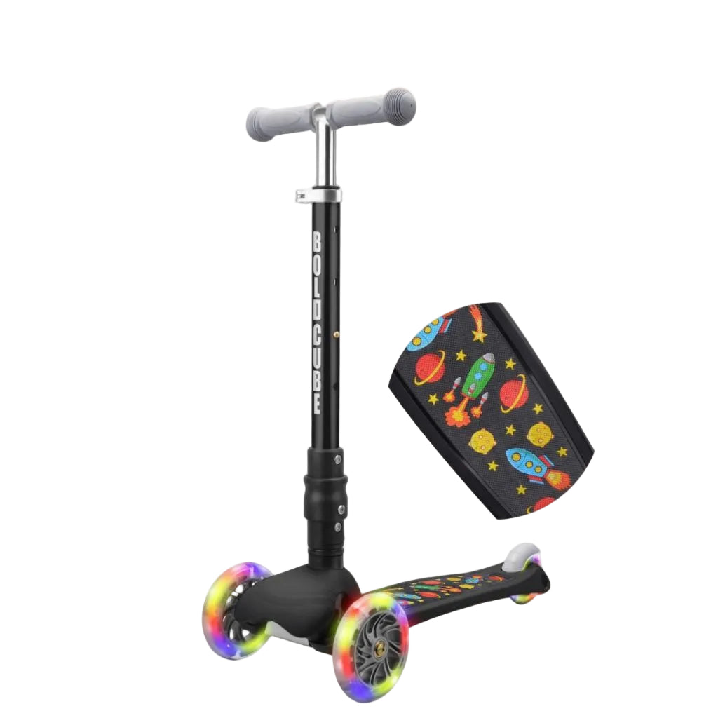 BOLDCUBE Teeny Fold Scooter Assortment (Purple Unicorn, BLue Dinosaur and Black Rocket)