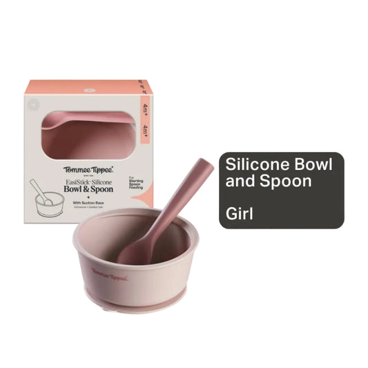 Tommee Tippee Easistick Silicone Bowl and Spoon- Pink