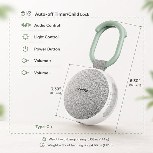 Momcozy Portable Sound Machine with Night Light, White Noise Sound Machine for Baby